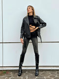 Jeans skinny animalier nero