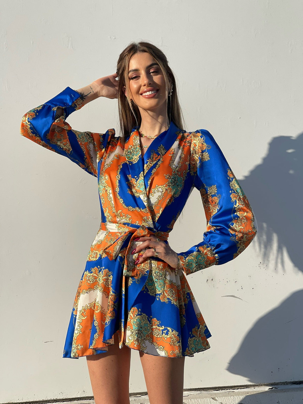 Abito etnico arancio blu