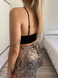 Completo top e short paillettes bronzo