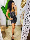 Abito aderente con paillettes nero