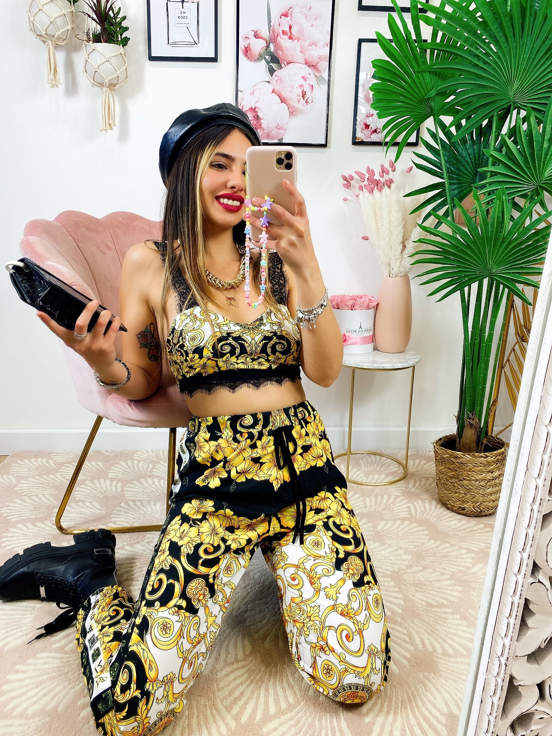 Completo Top e Pantalone etnico base Nera
