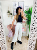 Pantalone a zampa bianco