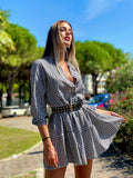 Maxi camicione a quadri nero