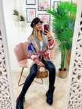 Cardigan con frange colorato con cavalli