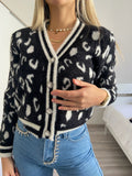 Cardigan animalier nero