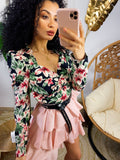 Top a fiorellini rosa e verdi
