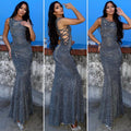 Abito a sirena glitter argento