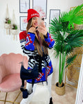 Cardigan con frange e cinta Rosso blu