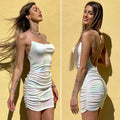 Abito bianco unicorno con incrocio e push up