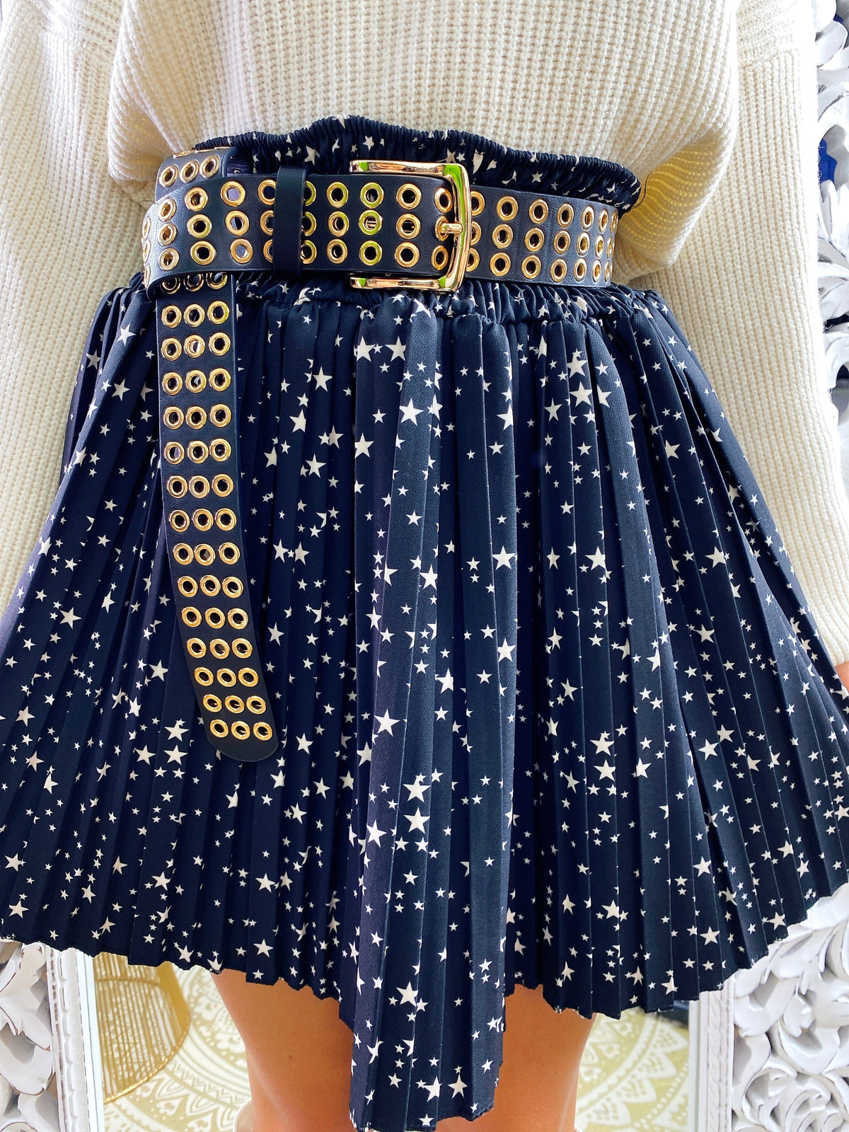 Gonna a pieghine con stelle