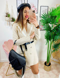 Abito Blazer con cintura beige