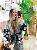 Cardigan con frange base grigia