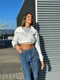 T-shirt più felpa crop bianco