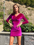 Abito in velluto con scollo a V