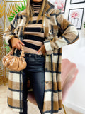 Giacca a quadri lunga Camel Nera