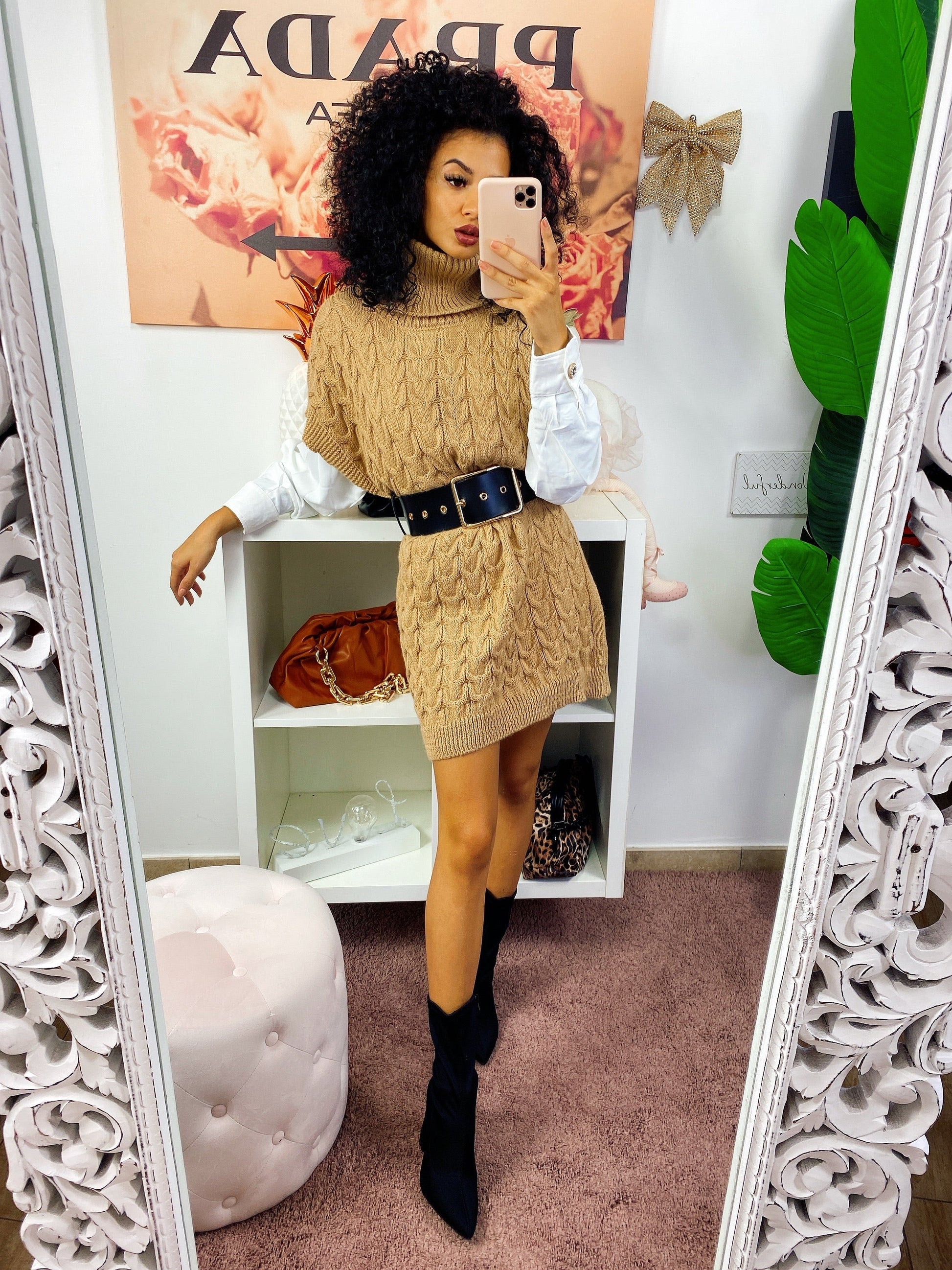 Abito in maglia Camel smanicato