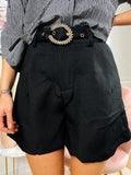 Short con cintura gioiello Nero