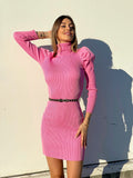 Abito in maglia rosa barbie