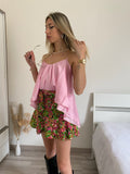 Gonna a fiori Fuxia verde