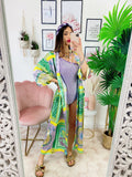 Kimono etnico verde lilla