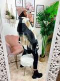 Giacca a quadri Beige con frange