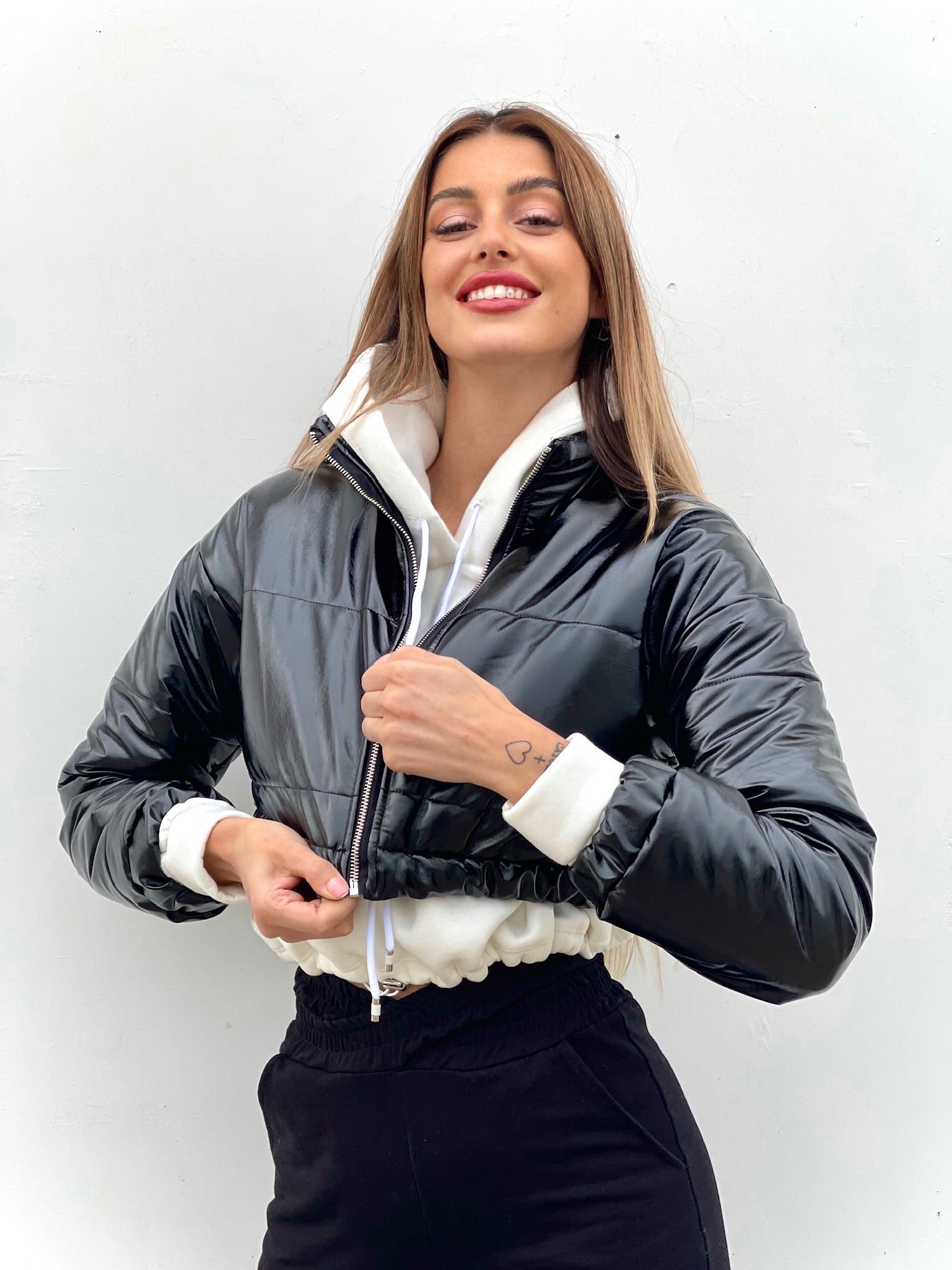 Bomber crop nero