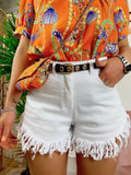 Short Bianco sfrangiato