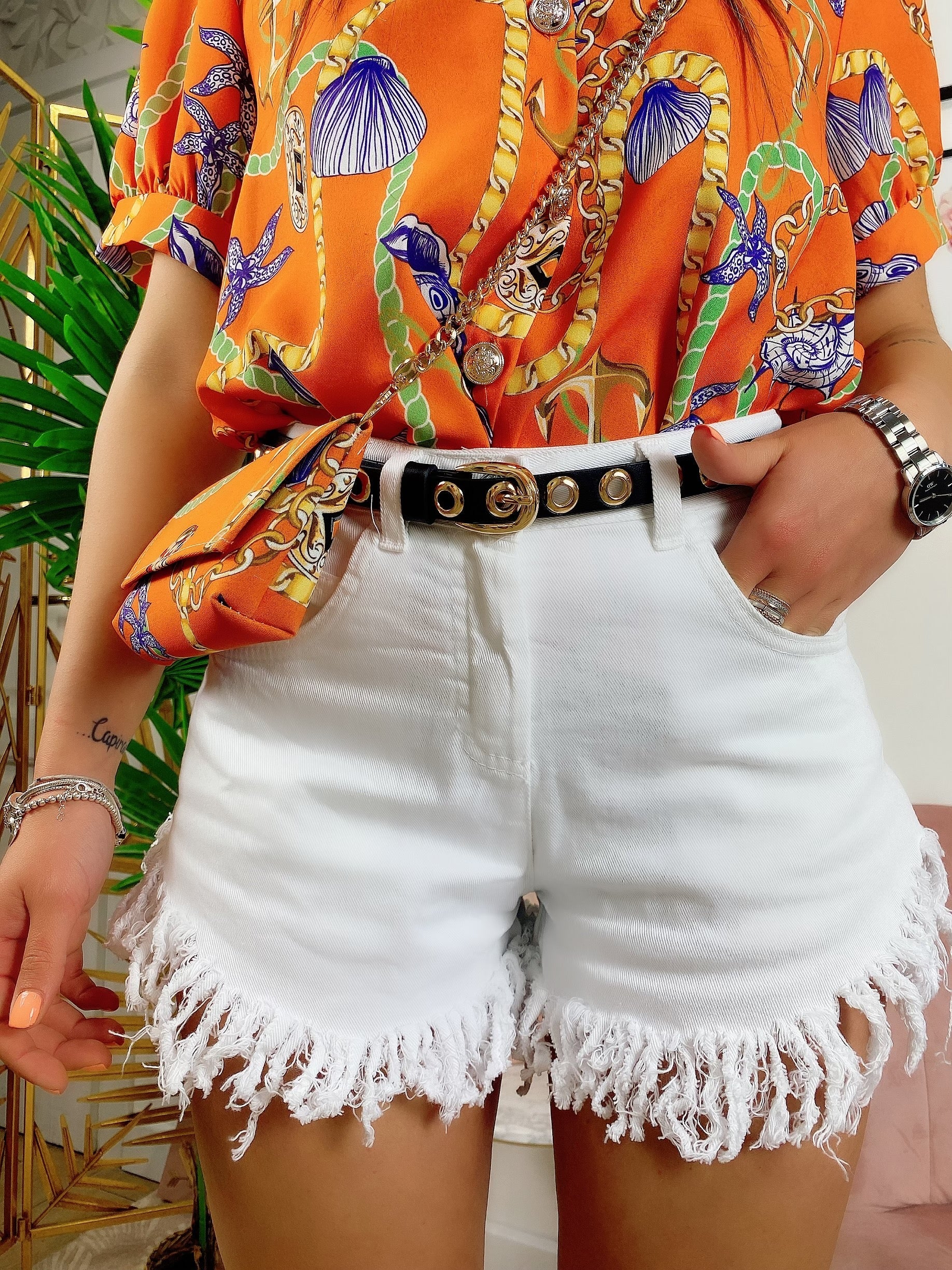 Short Bianco sfrangiato