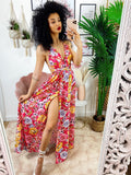 Dress Afrodite rosa fiori giallo lilla