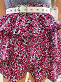 Gonna a balze con fiori Fuxia e nero