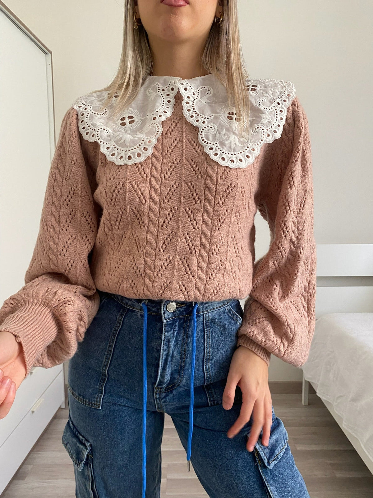 Maglione rosa collo a Camicetta rosa