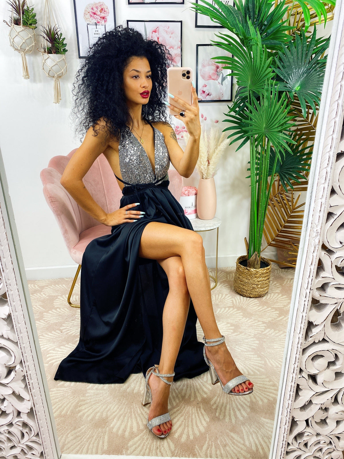 Dress Afrodite con paillettes nero e argento