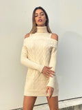 Maxi maglia a collo alto beige