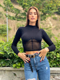 Maglioncino crop con trasparenze