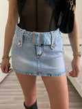 Mini in jeans con cintura