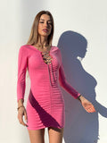 Abito aderente rosa con punto luce