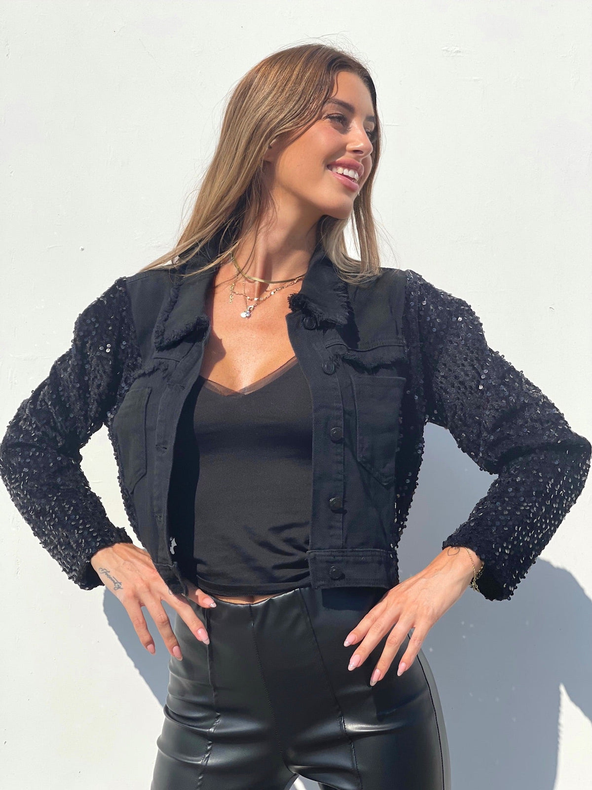 Giacchino con paillettes nero