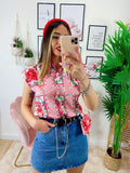 Camicia smanicata con borsetta base Rosa
