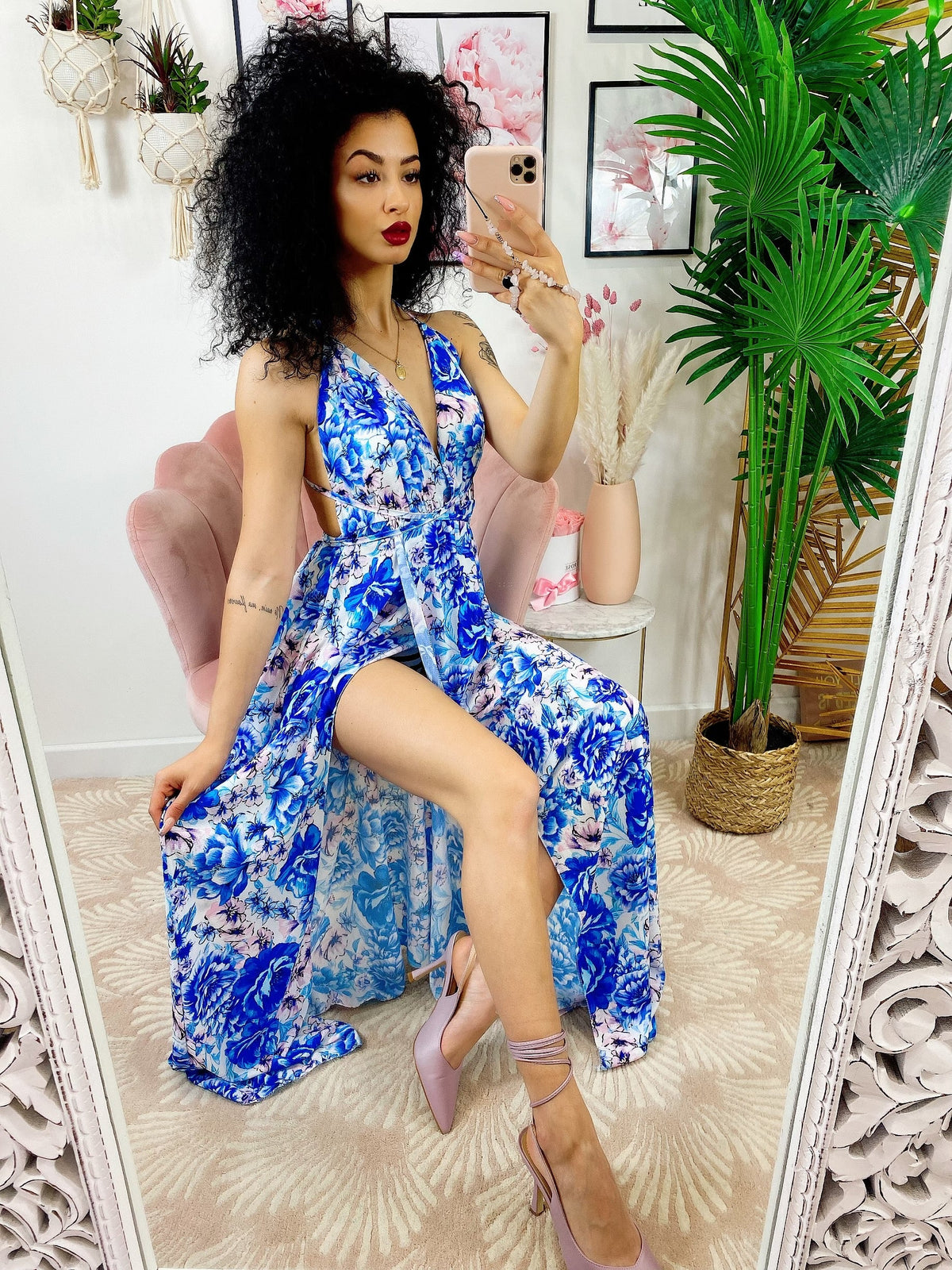 Dress Afrodite fiori celesti e lilla