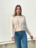 Maglione a trecce Panna