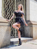 Abito a balze in tulle nero