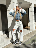 Giaccone di jeans pelo bianco