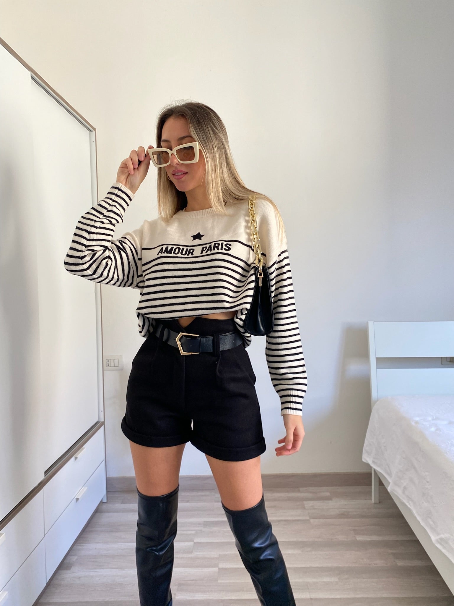 Maglione Amour nero e panna