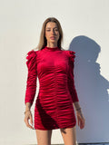 Abito in velluto aderente rosso