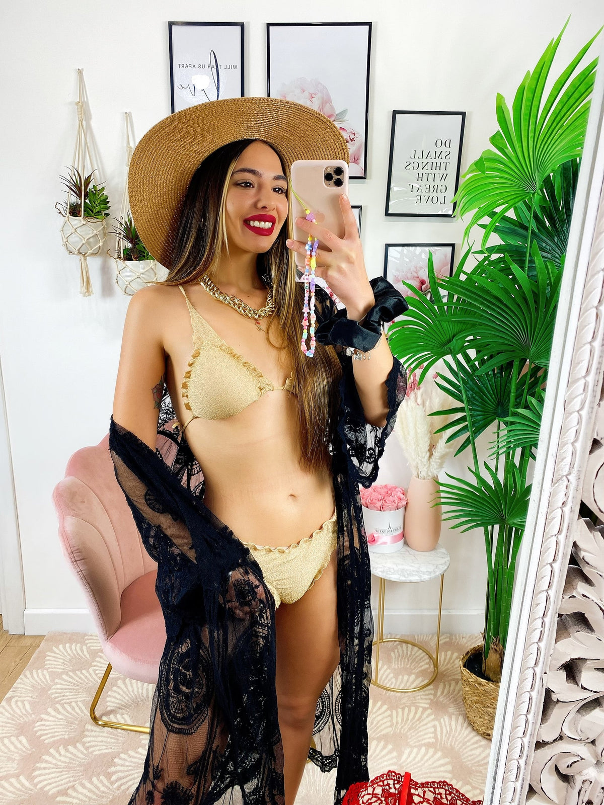 Bikini con arricciature oro