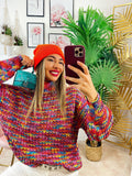 Maglione colorato peonia lilla