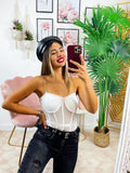 Body con trasparenze e catena bianco