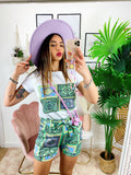 Completo etnico Short e t-shirt base Verde