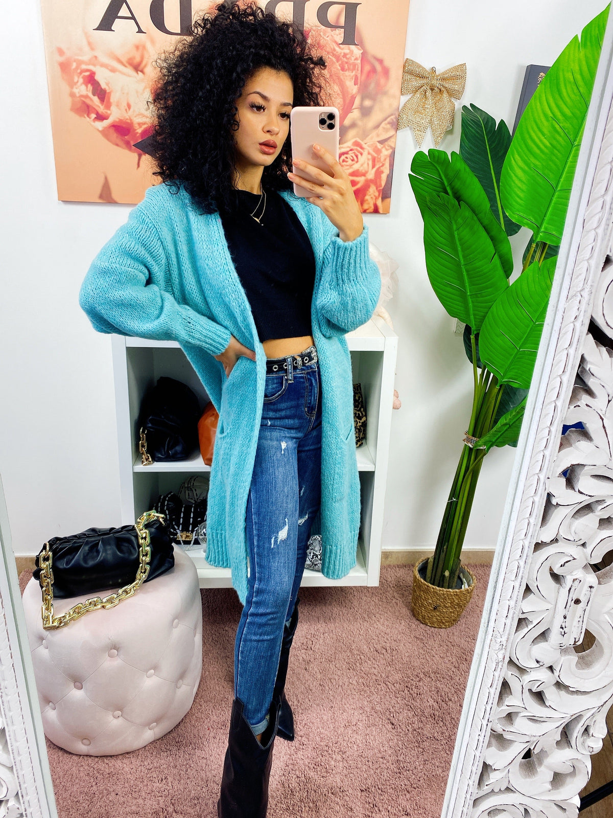 Cardigan lungo morbido tiffany