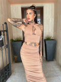Completo top e gonna nude
